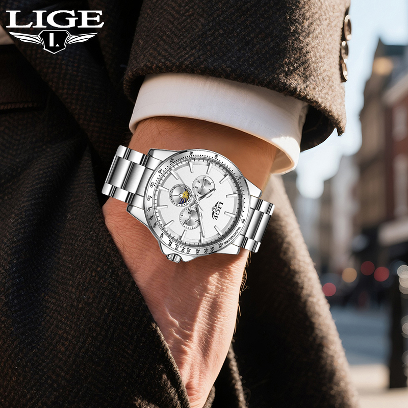 Mens Fashion Week - LIGE العلامة التجارية الفاخرة كوارتز ساعة