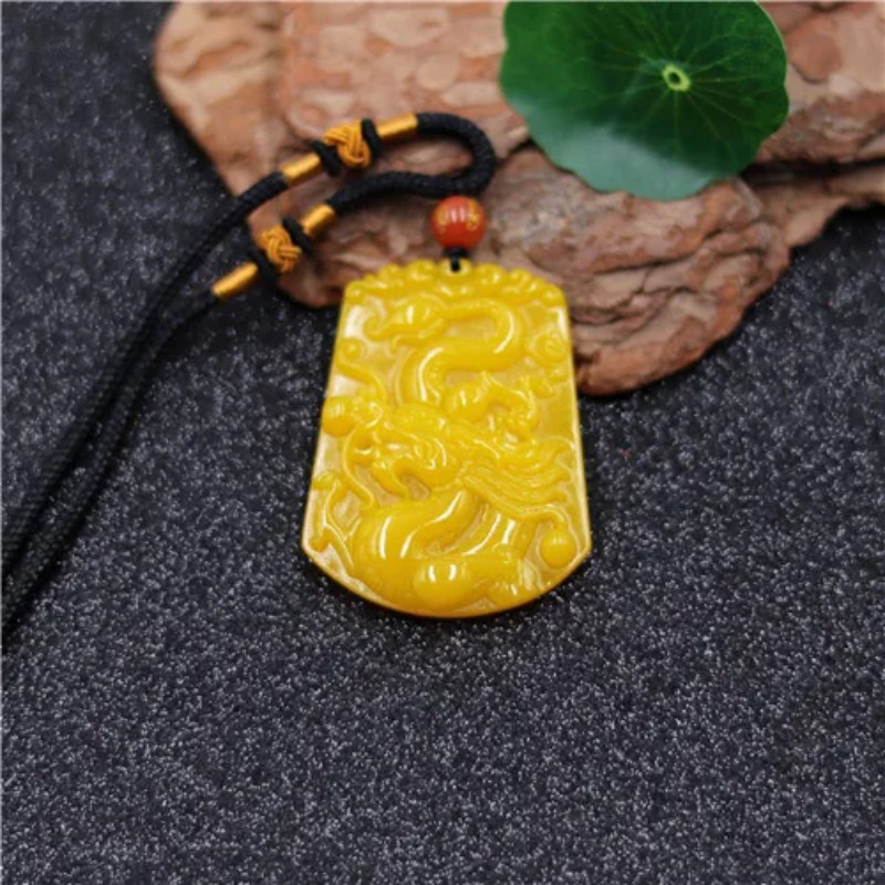 Yellow Men'S Fashion - قلادة من اليشم اليشم اليشم الأصفر