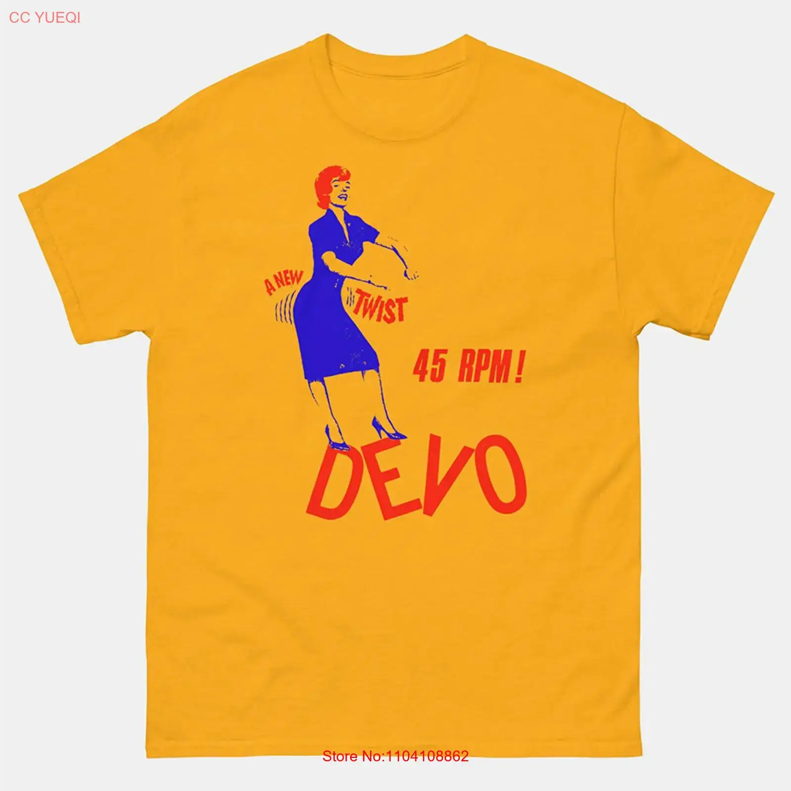 Yellow Men'S Fashion - تي شيرت DEVO الجديد باللون الأصفر