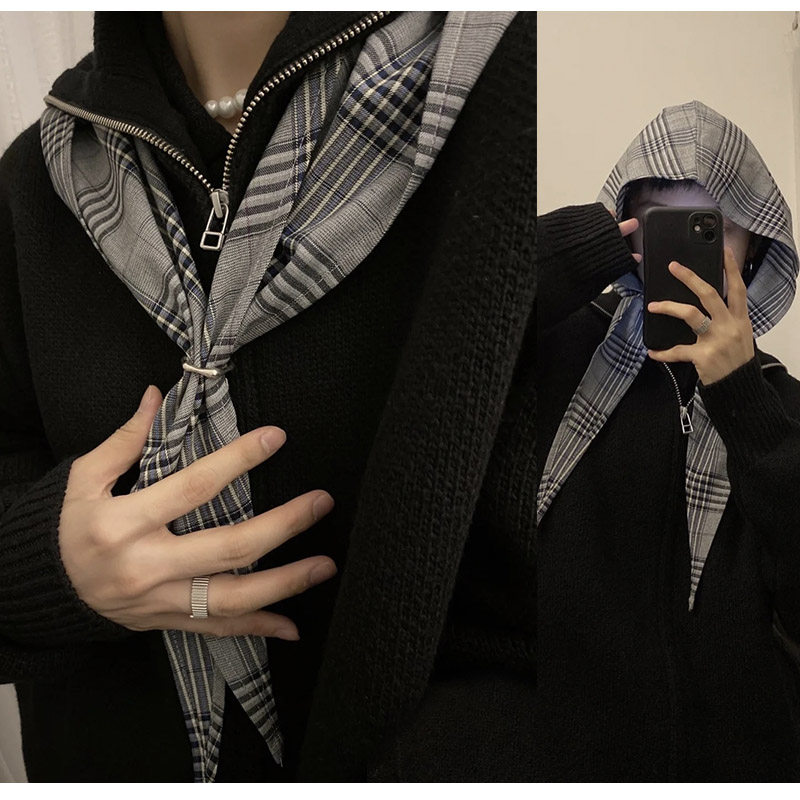Men'S Fashion With Hat - وشاح قطني أصلي بغطاء للرأس من