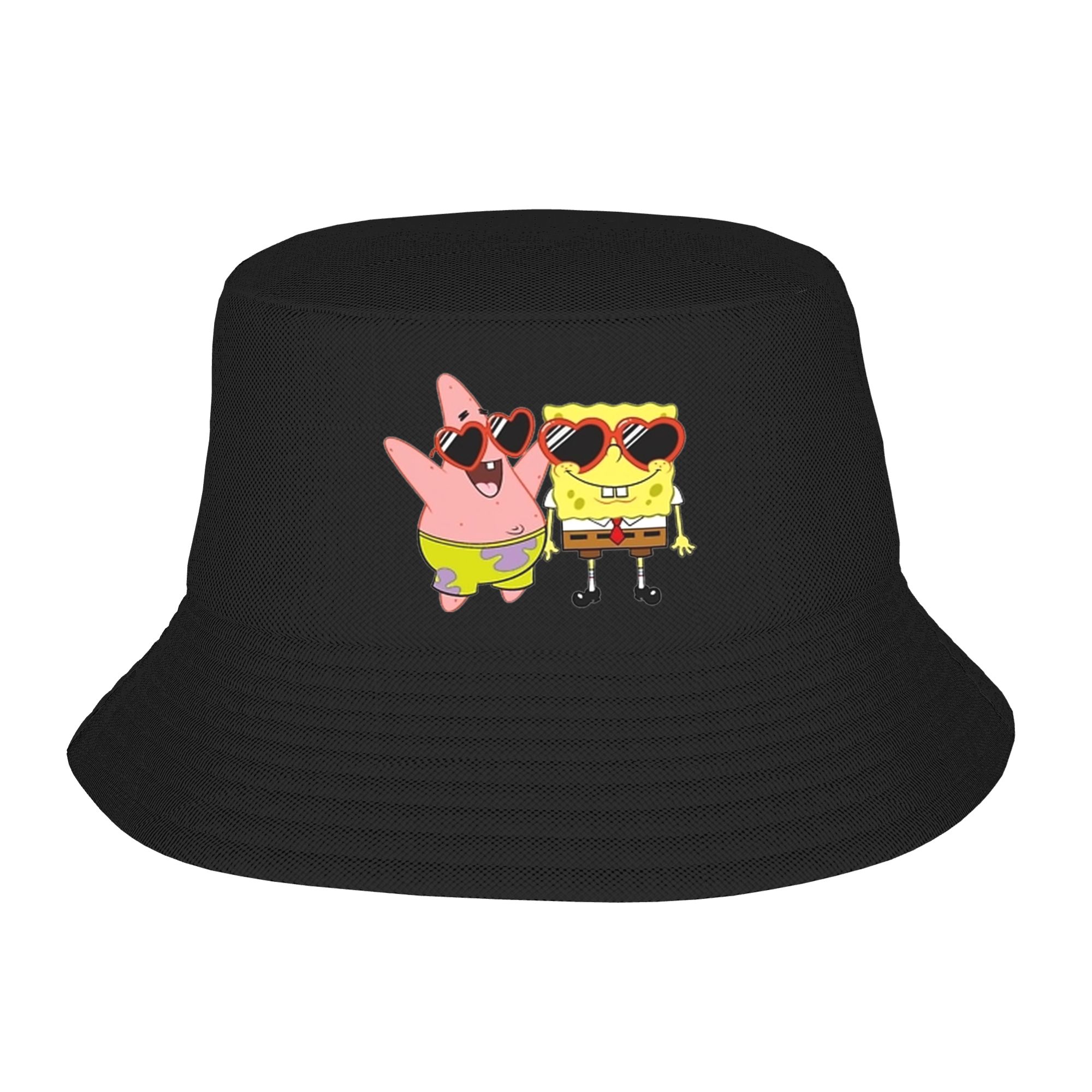 Mens Fashion Bucket Hat - قبعة سبونج بوب على شكل قلب،