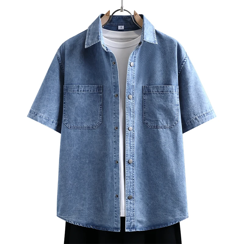Mens Fashion Denim - قميص دينيم رجالي رفيع جديد لصيف