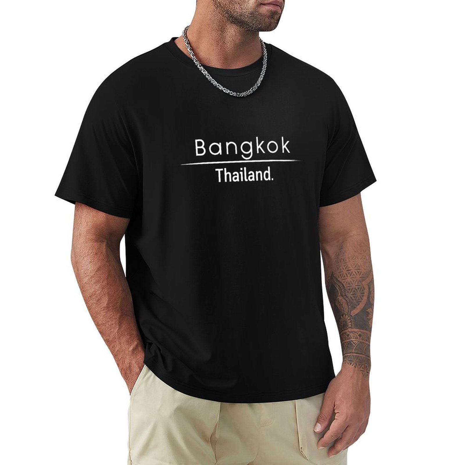 Mens Fashion Bangkok - تي شيرت بانكوك تايلاند بطبعة عصرية