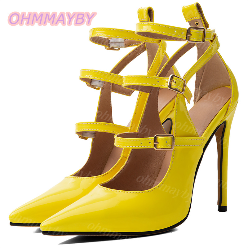 Yellow Men'S Fashion - أحذية نسائية بكعب عالٍ مجوفة من