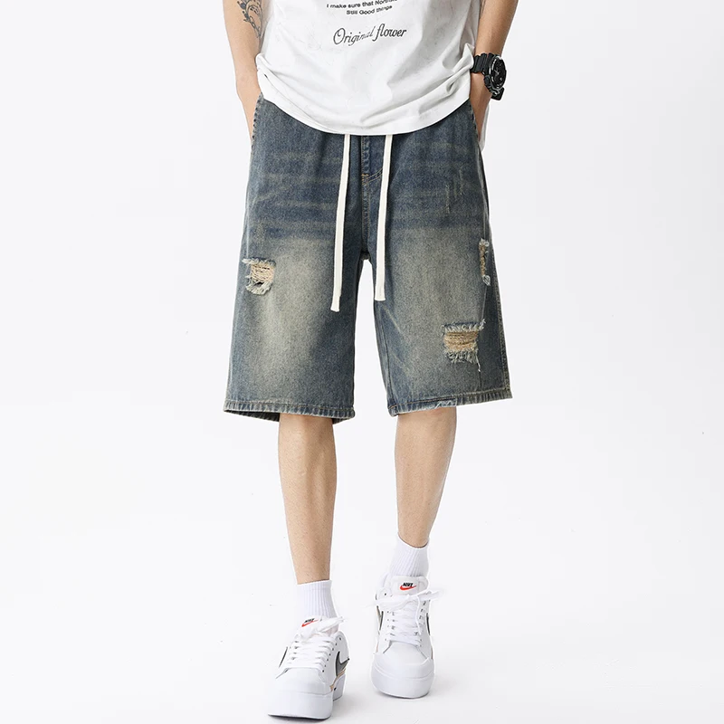 جينز رجالي قصير ممزق من الدنيم - مراجعة Mens Fashion Denim وسعره