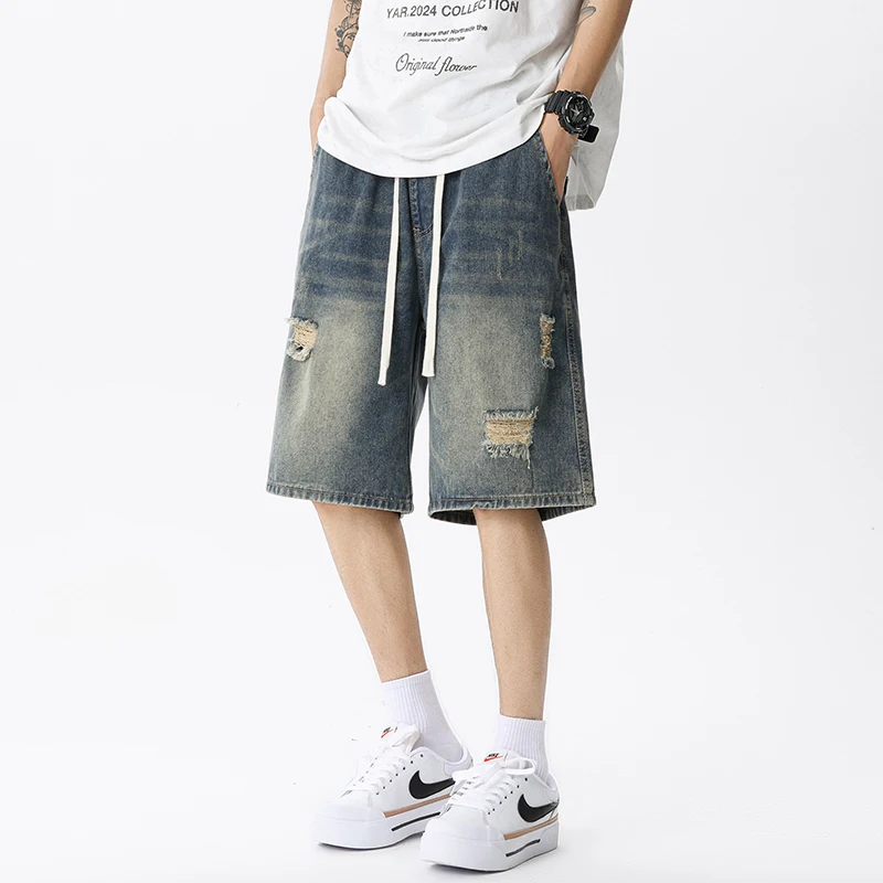 جينز رجالي قصير ممزق من الدنيم - مراجعة Mens Fashion Denim وسعره