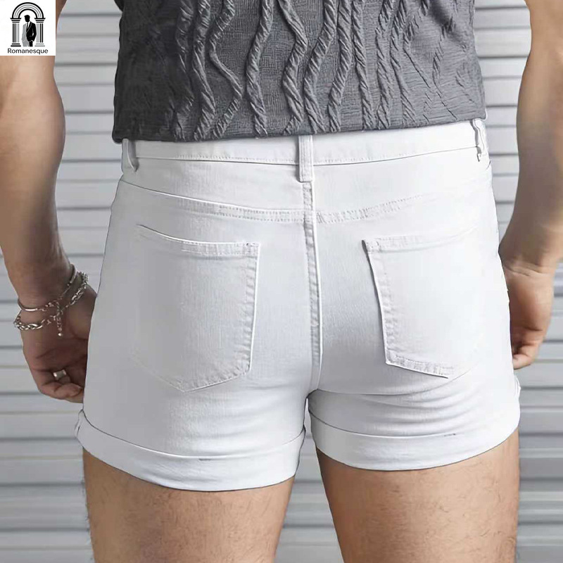شورت جينز أبيض ضيق للرجال، بحا - مراجعة Mens Fashion Denim وسعره