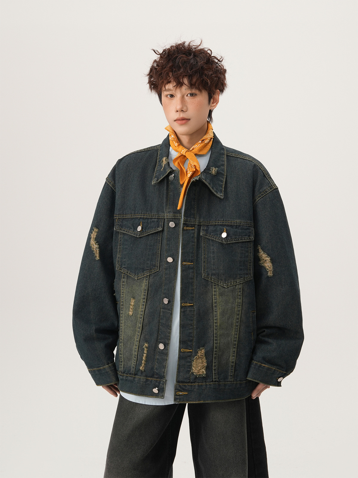 جاكيت دنيم ممزق على الطراز الأ - مراجعة Mens Fashion Denim وسعره