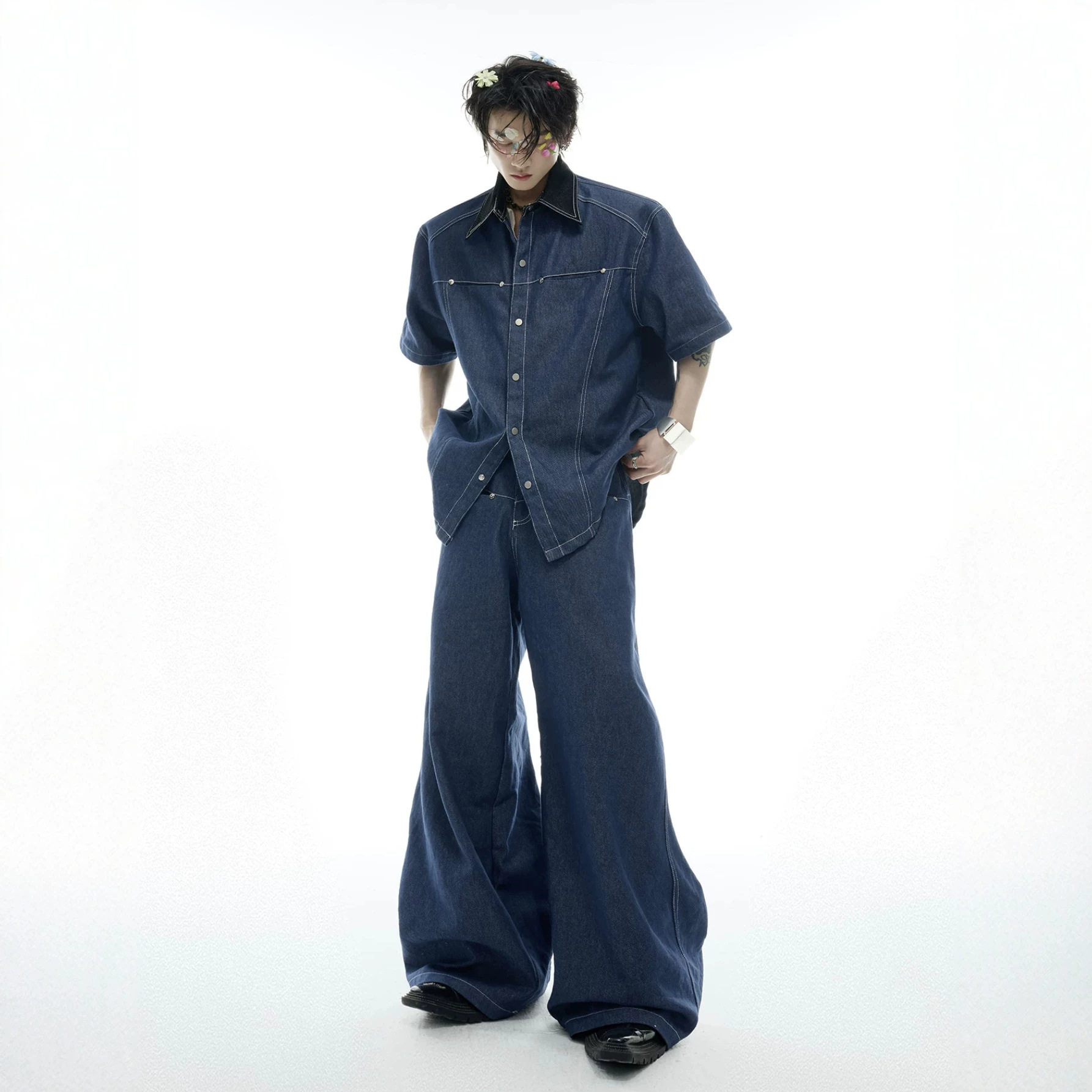 طقم صيفي رجالي من الدنيم بتصمي - مراجعة Mens Fashion Denim وسعره