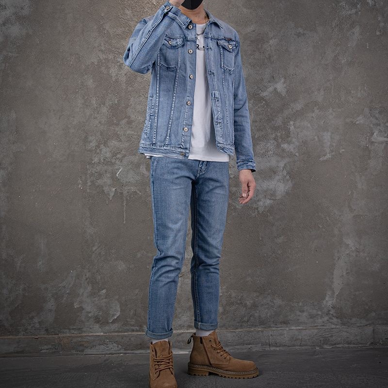 طقم جاكيت دنيم رجالي عصري غير  - مراجعة Mens Fashion Denim وسعره