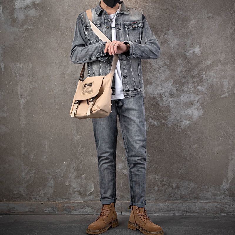 طقم جاكيت دنيم رجالي عصري غير  - مراجعة Mens Fashion Denim وسعره