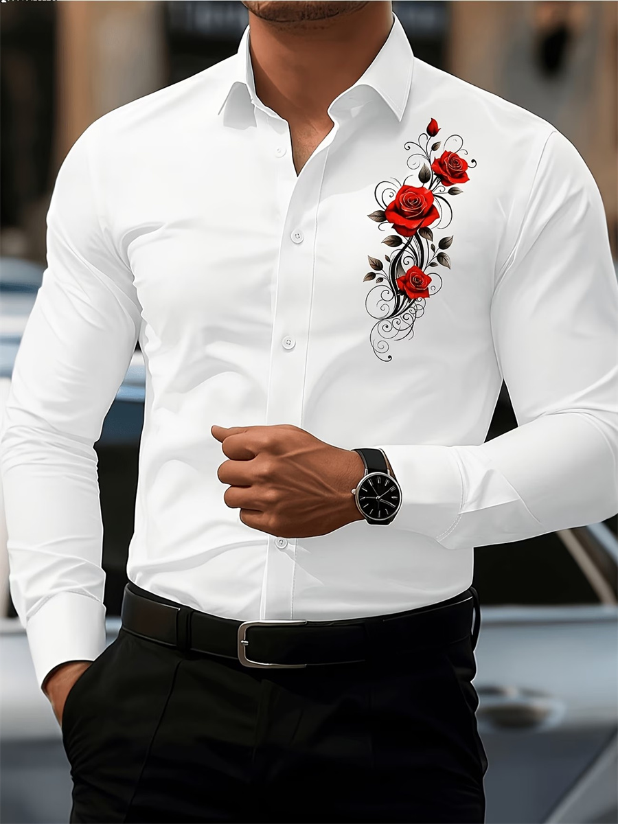 قميص رجالي بأكمام طويلة مزين ب - مراجعة Men'S Tops Fashion وسعره