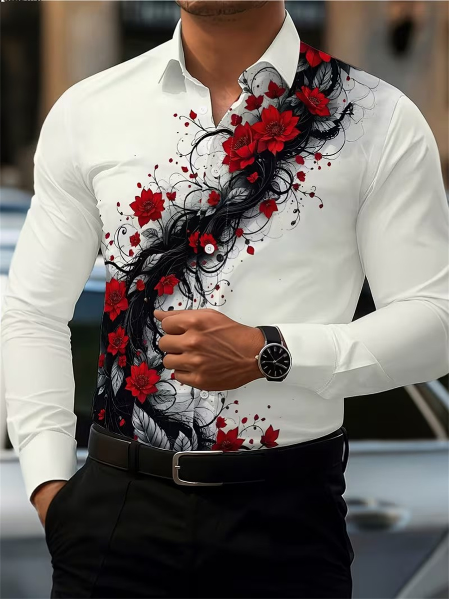 قميص رجالي بأكمام طويلة مزين ب - مراجعة Men'S Tops Fashion وسعره